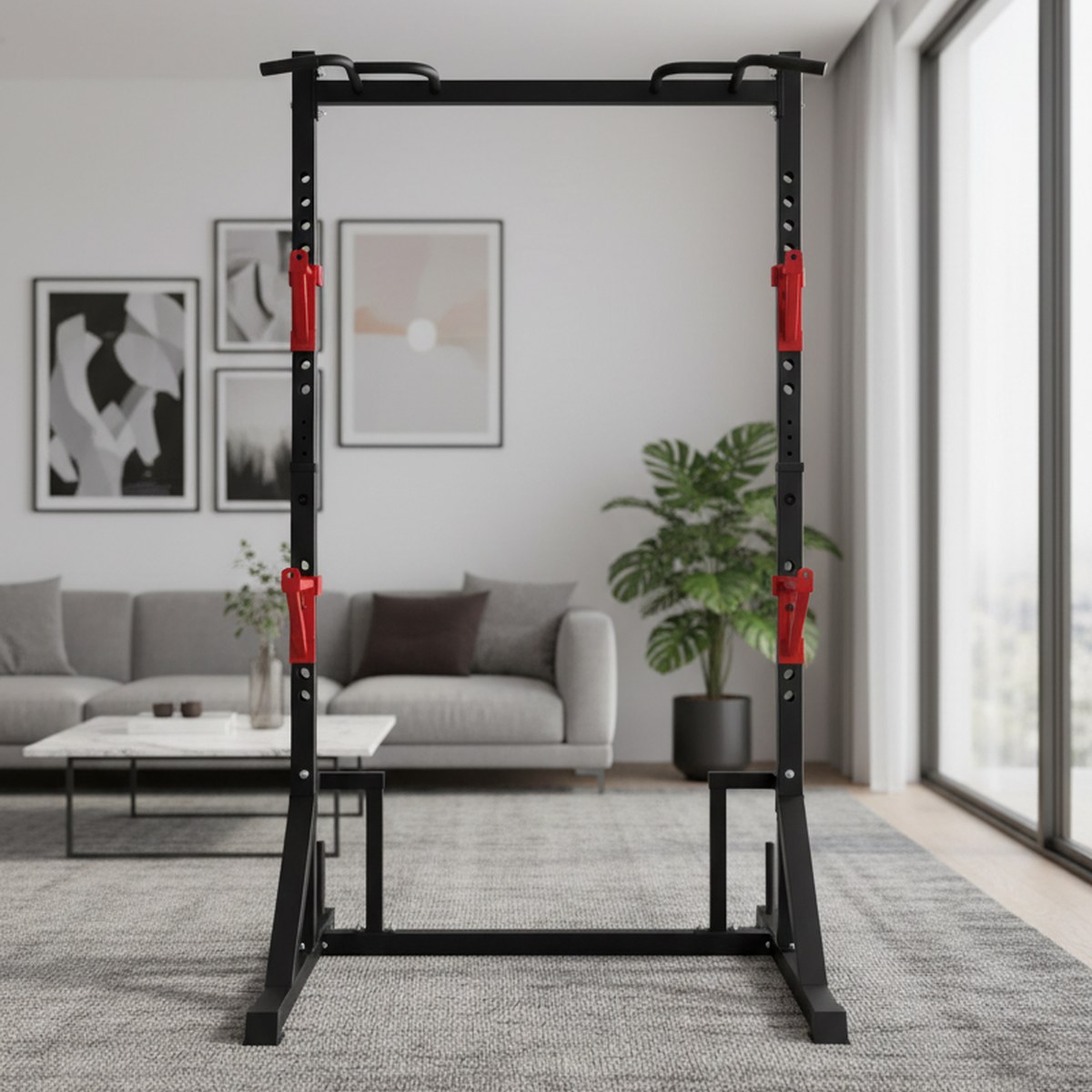 Home Gym Rack - Adjustable Power Rack with Pull Up