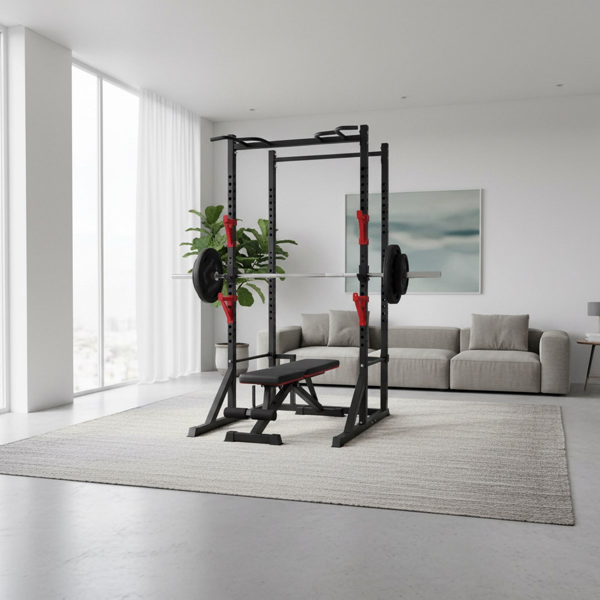 Adjustable Power Rack with Pul - Home Gym Rack recension och pris